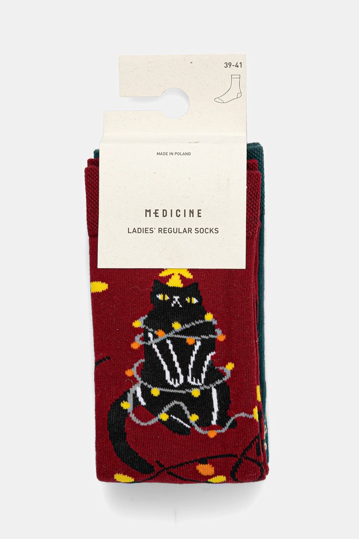 Odzież Skarpetki bawełniane damskie świąteczne (2-pack) RW25-LGDA22 multicolor