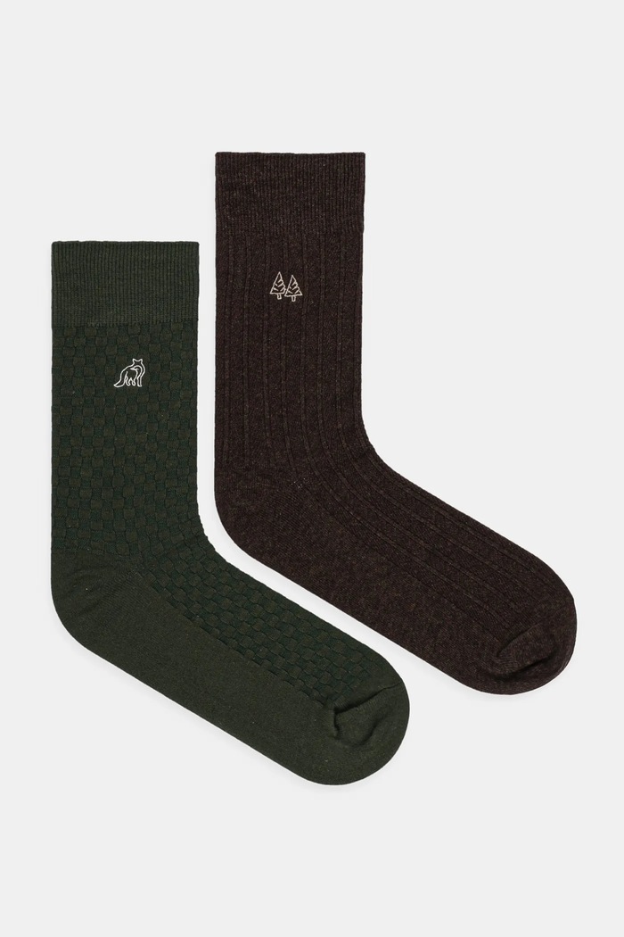 Skarpetki z bawełną męskie z ozdobnym haftem (2-pack) aplikacja multicolor RW25-LGM617