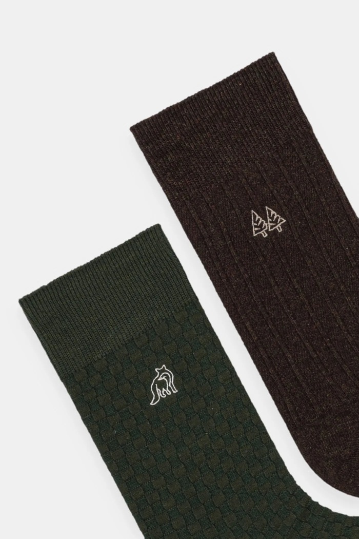 Skarpetki z bawełną męskie z ozdobnym haftem (2-pack) RW25-LGM617 multicolor RW25