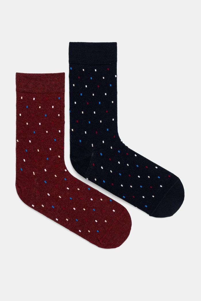 Skarpetki bawełniane męskie z drobnym wzorem (2-pack) drobny wzór multicolor RW25-LGM709