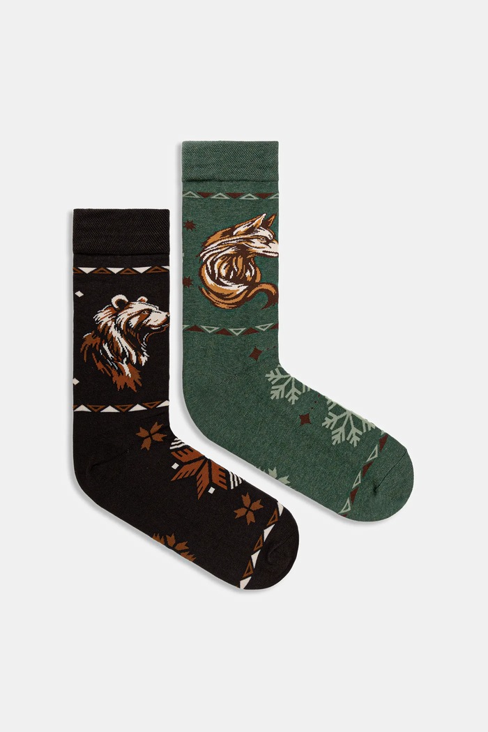 Skarpetki z bawełną męskie wzorzyste (2-pack) skarpetki długie multicolor RW25-LGM901