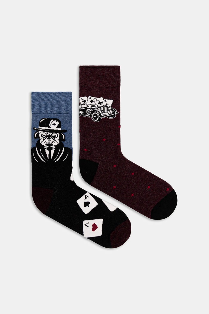 Skarpetki bawełniane męskie wzorzyste (2-pack) skarpetki długie multicolor RW25-LGMB11