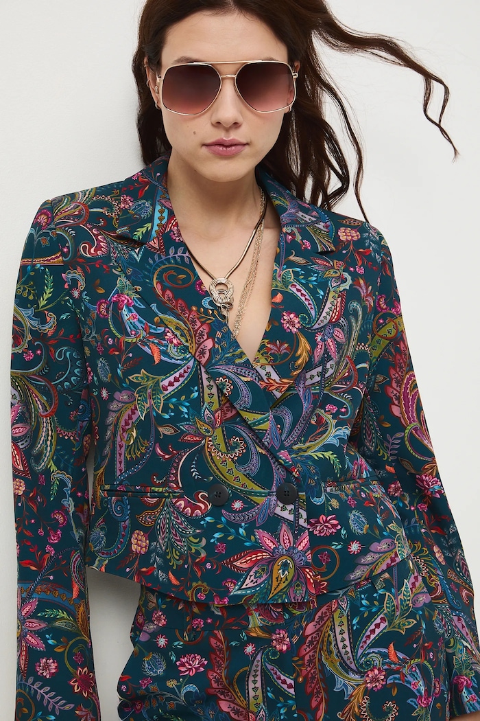 Marynarka damska wzorzysta tkanina multicolor RW25-MKDC00