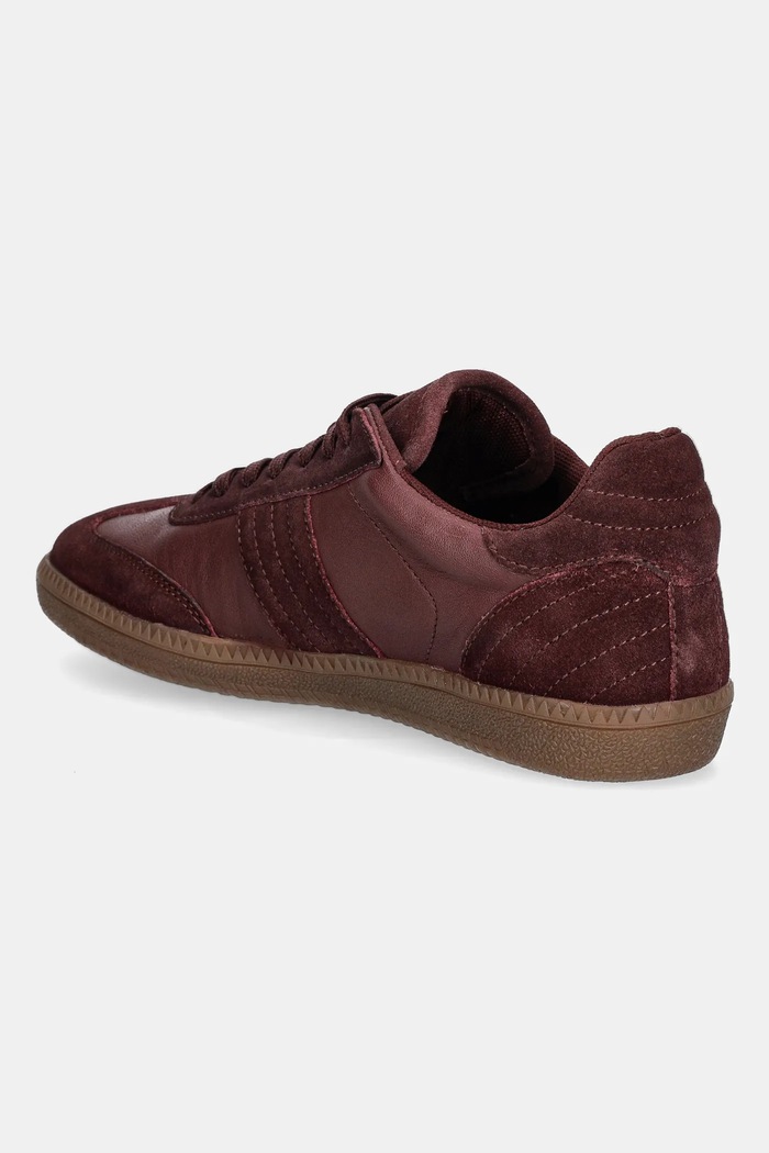 Sneakersy zamszowe damskie z ozdobnymi przeszyciami bordowy RW25-OBD301