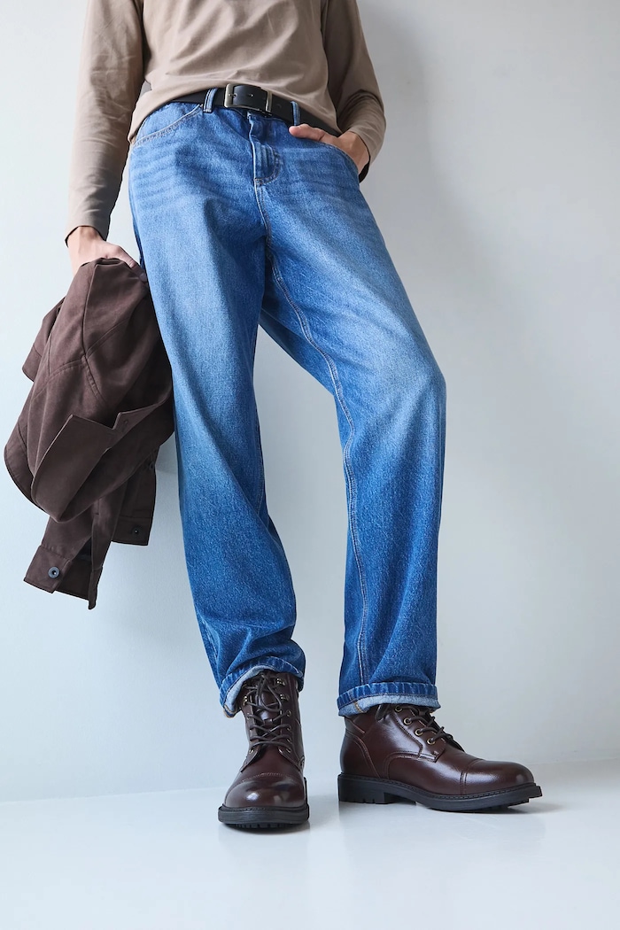 Buty wysokie męskie z imitacji skóry casual brązowy RW25-OBM601