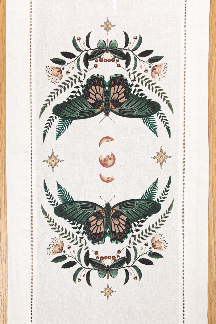 Bieżnik bawełniany z nadrukiem 40 x 180 cm RW25-ORU603 beżowy RW25