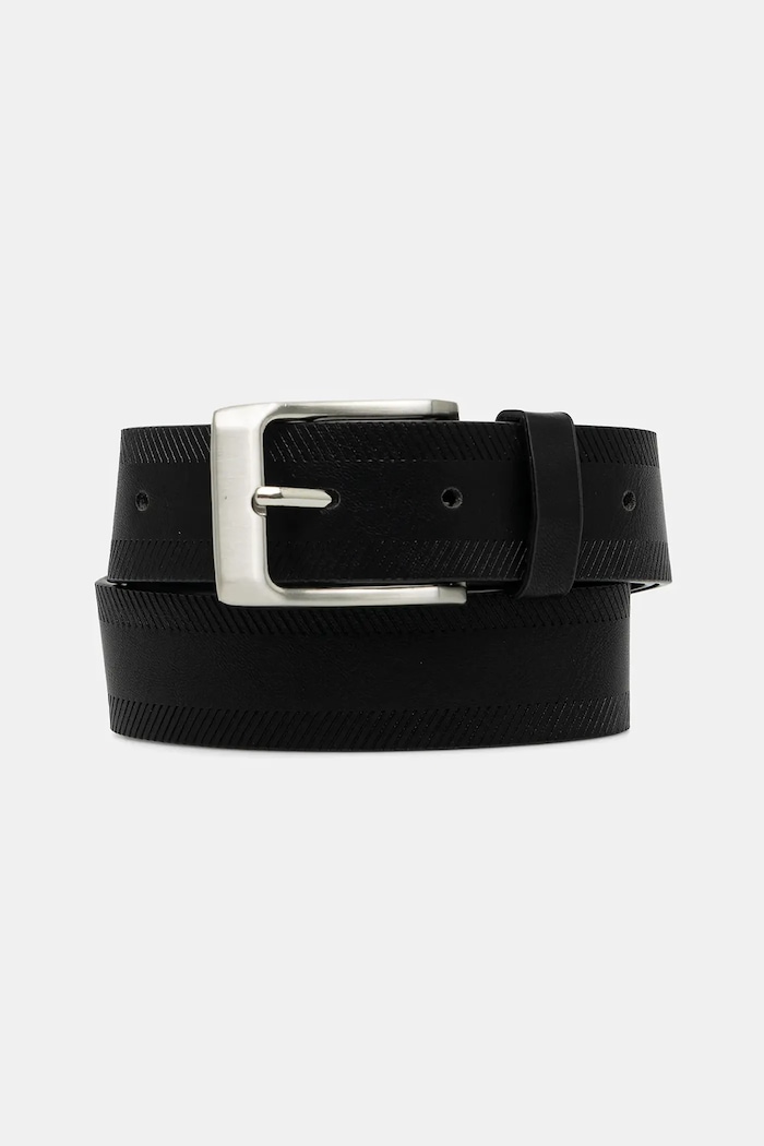 Pasek męski z imitacji skóry czarny RW25-PAM700
