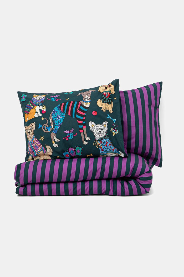 Komplet pościeli bawełnianej w psy 160 x 200 cm multicolor RW25-PCU805