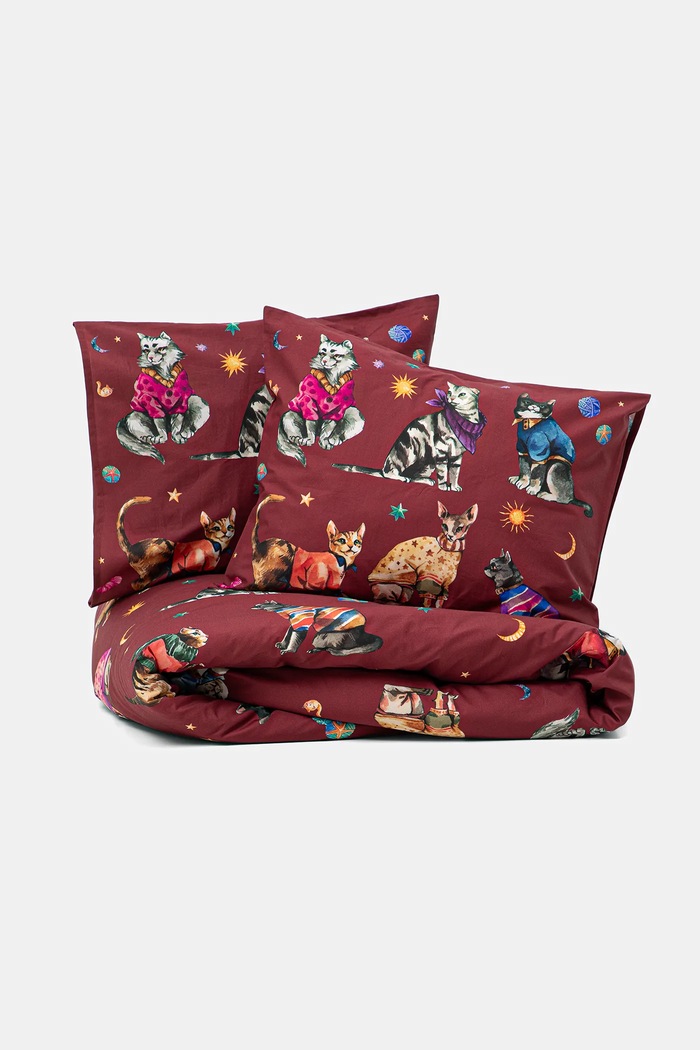 Komplet pościeli bawełnianej w koty 200 x 200 cm multicolor RW25-PCU809