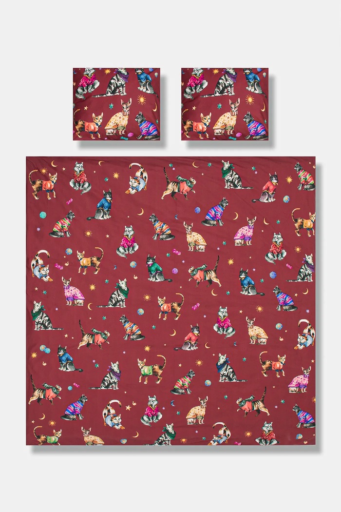 Komplet pościeli bawełnianej w koty 200 x 200 cm RW25-PCU809 multicolor RW25