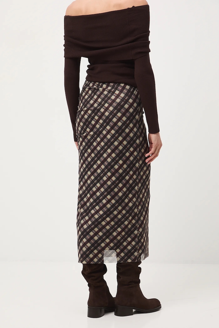 Sukňa maxi kockovaný RW25-SDD404 béžová RW25