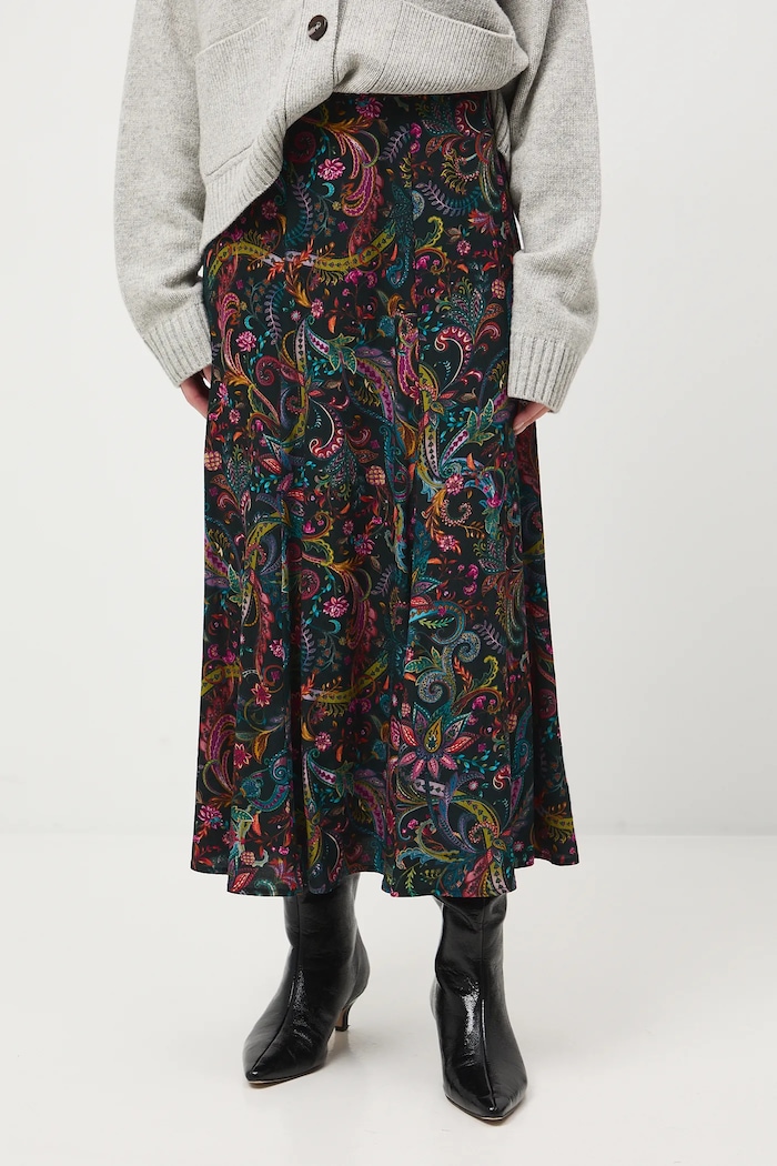 Spódnica damska midi z wiskozy wzorzysta RW25-SDDC00 multicolor RW25