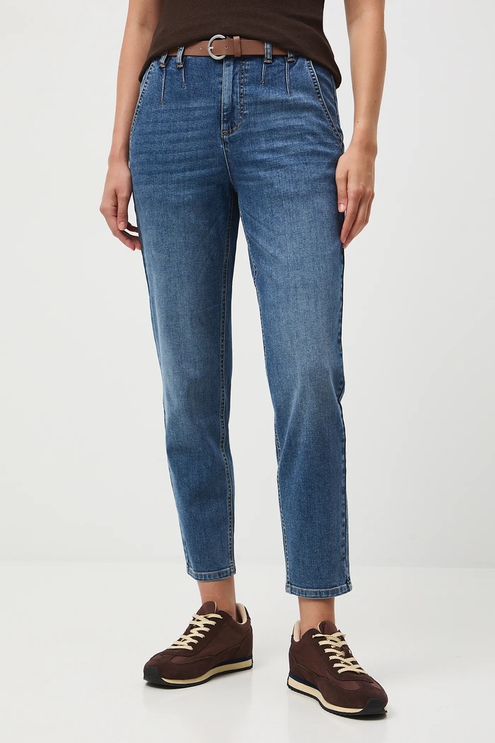 Jeansy damskie carrot z paskiem niebieski RW25-SJD507