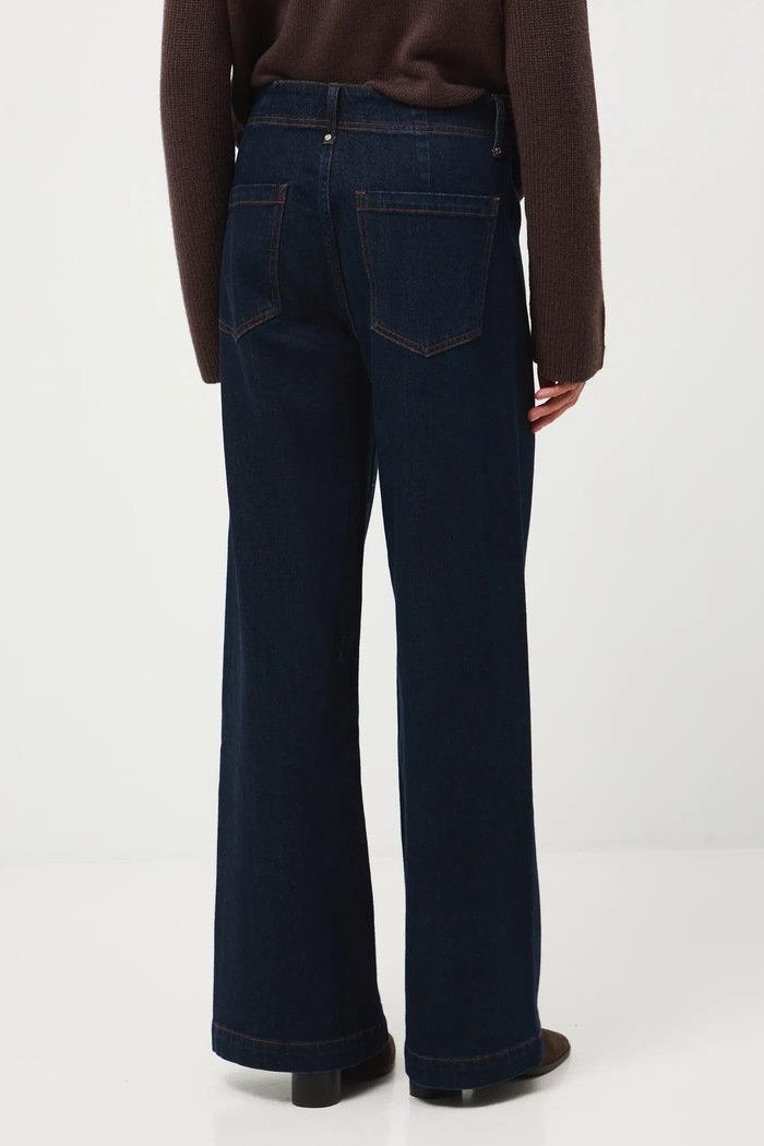 Odzież Jeansy damskie wide leg z przeszyciami RW25-SJD803 granatowy
