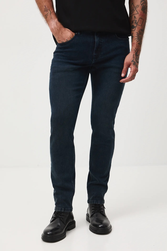 Jeansy męskie slim z efektem sprania RW25-SJM606 granatowy RW25
