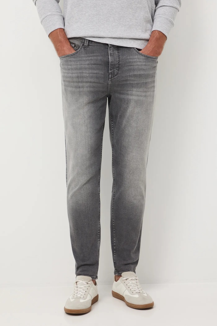 Jeansy męskie tapered z przetarciami RW25-SJM904 szary RW25