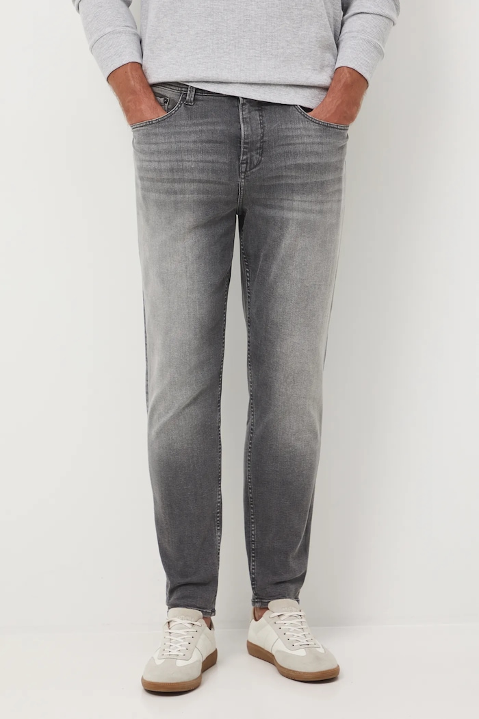 Jeansy męskie tapered z przetarciami RW25-SJM904 szary RW25