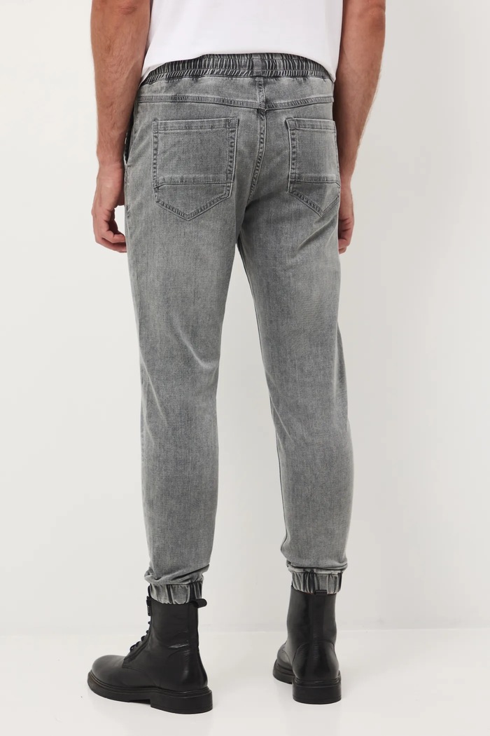 Odzież Jeansy męskie jogger z efektem sprania RW25-SJM906 szary