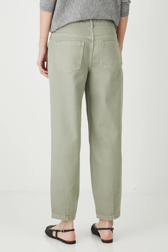 Odzież Jeansy bawełniane damskie slouchy z efektem sprania RW25-SPD202 zielony