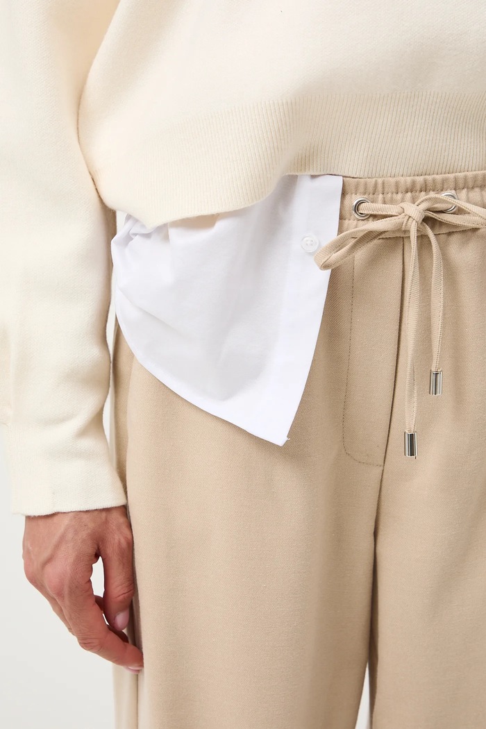 Spodnie damskie wide leg melanżowe beżowy RW25-SPD600