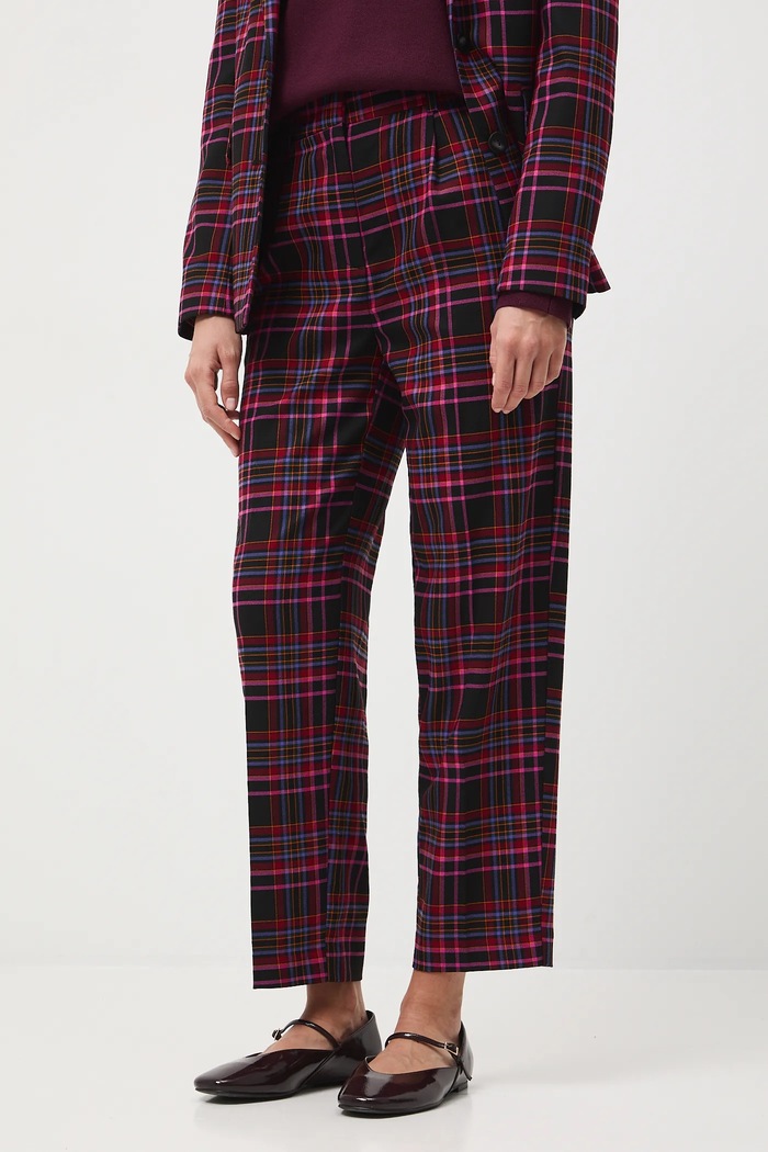 Spodnie damskie chino w kratę tkanina multicolor RW25-SPD602