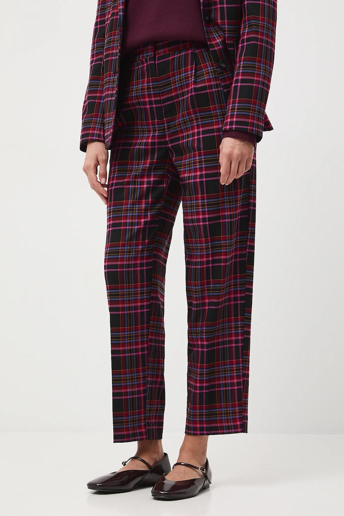Spodnie damskie chino w kratę tkanina multicolor RW25-SPD602