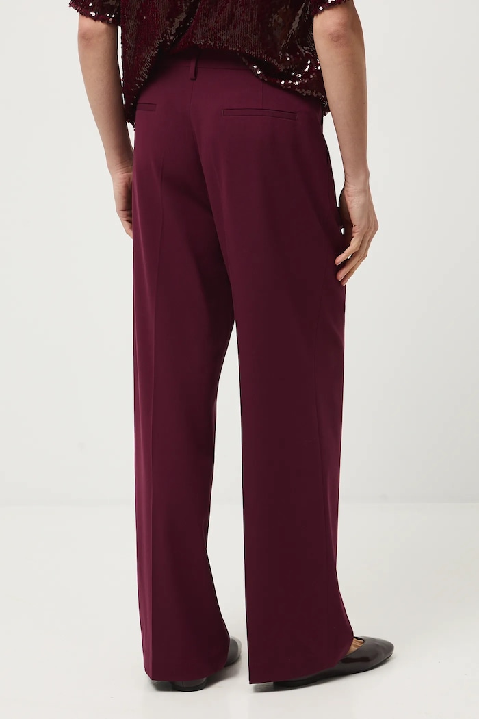 Odzież Spodnie damskie wide leg gładkie RW25-SPDA01 bordowy