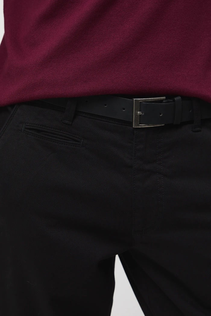 Spodnie męskie chino gładkie czarny RW25-SPM051