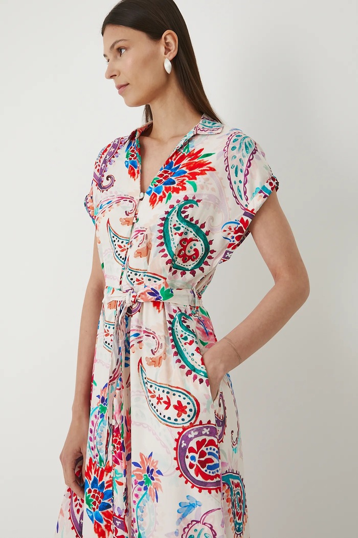 Sukienka damska midi z paskiem wzorzysta multicolor RW25-SUD010