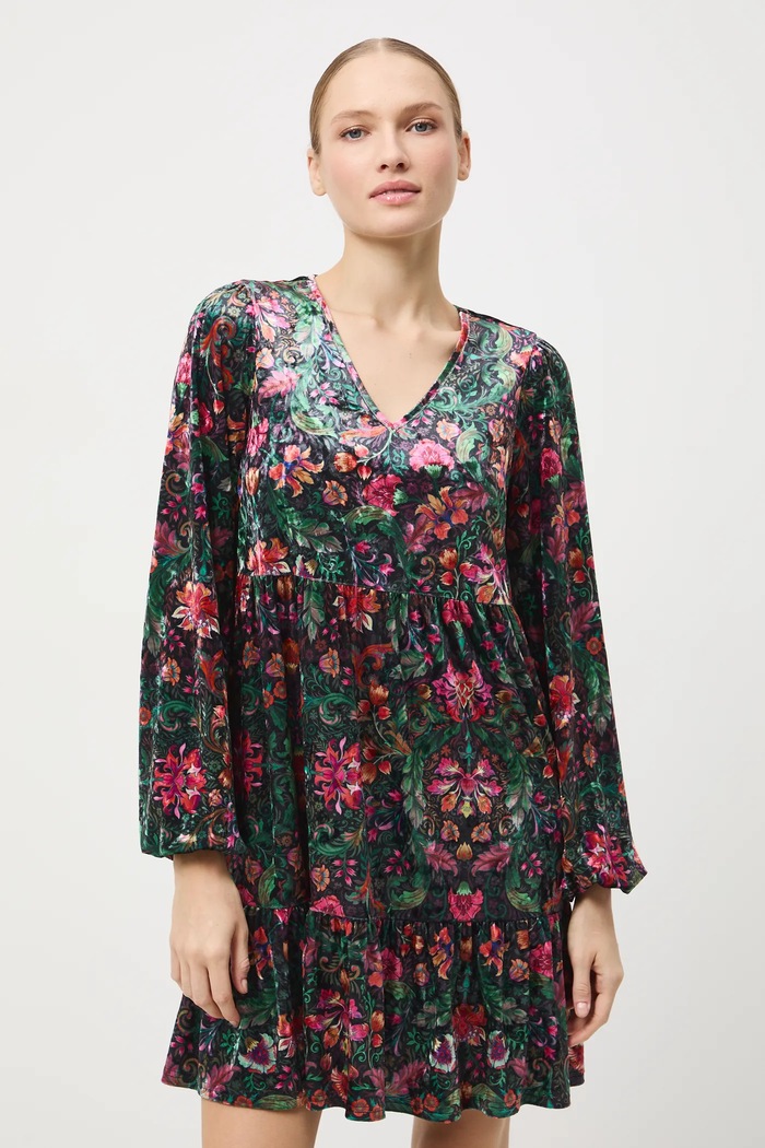 Sukienka damska mini wzorzysta dzianina multicolor RW25-SUD071