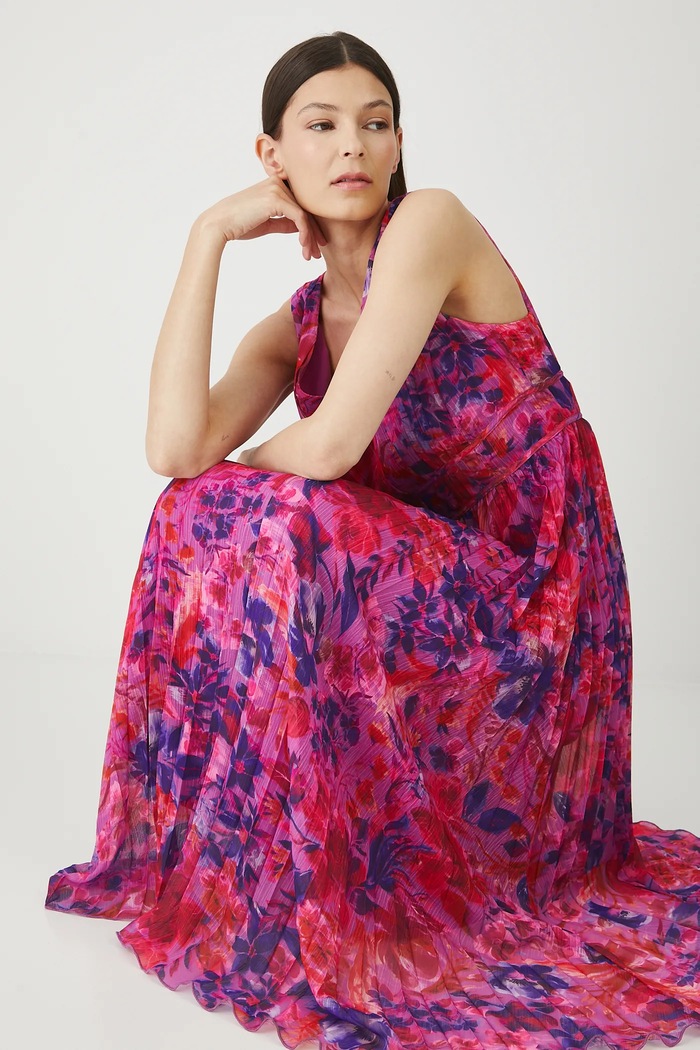 Sukienka damska plisowana wzorzysta multicolor RW25-SUD203