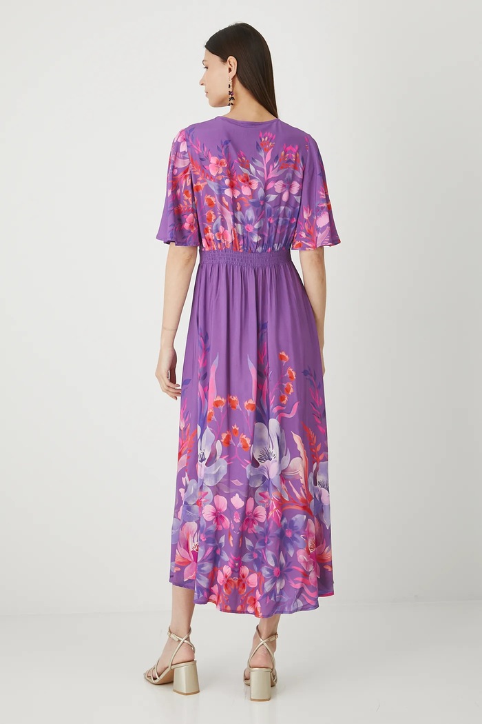 Odzież Sukienka damska maxi wzorzysta z wiskozy RW25-SUD206 multicolor