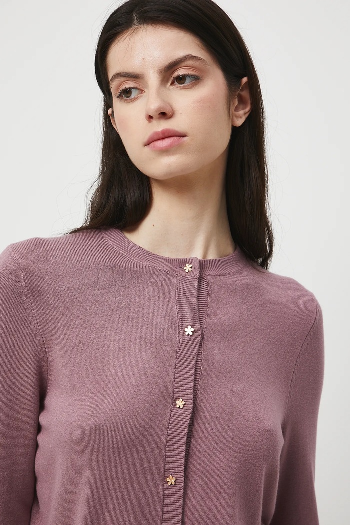 Kardigán dámsky s viskózou bez vzoru ružová RW25-SWD031