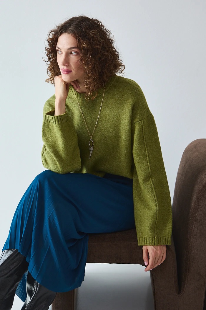 Sweter damski melanżowy melanż zielony RW25-SWD063