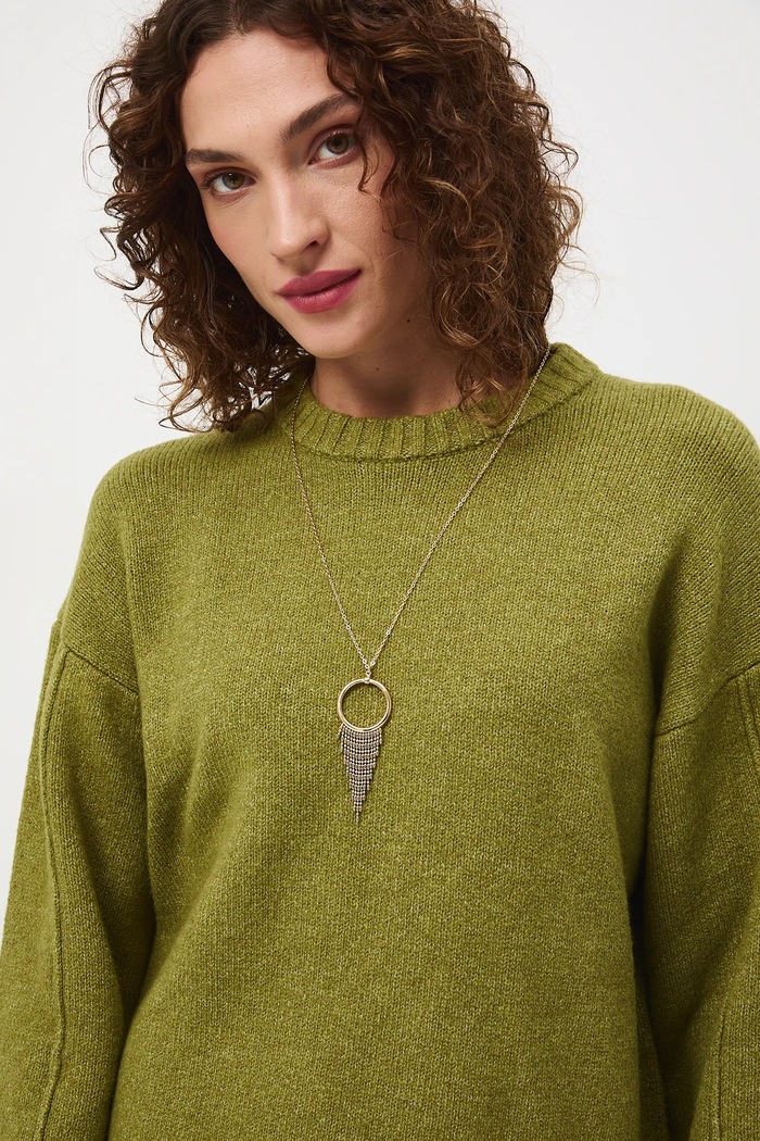 Sweter damski melanżowy zielony RW25-SWD063
