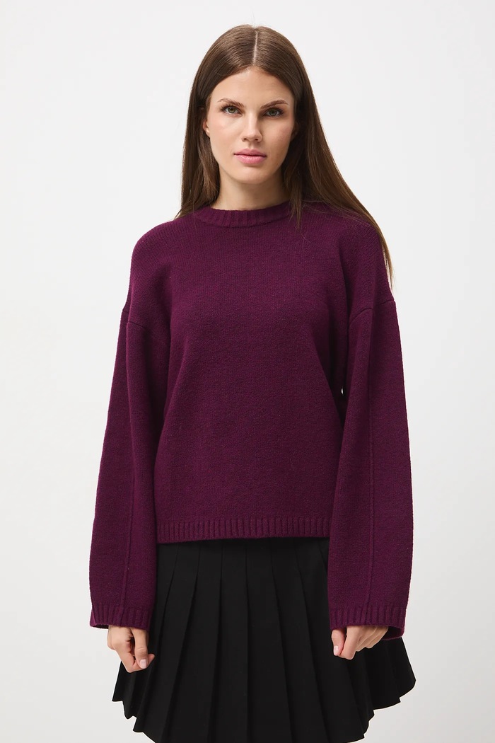 Sweter damski melanżowy bordowy RW25-SWD063