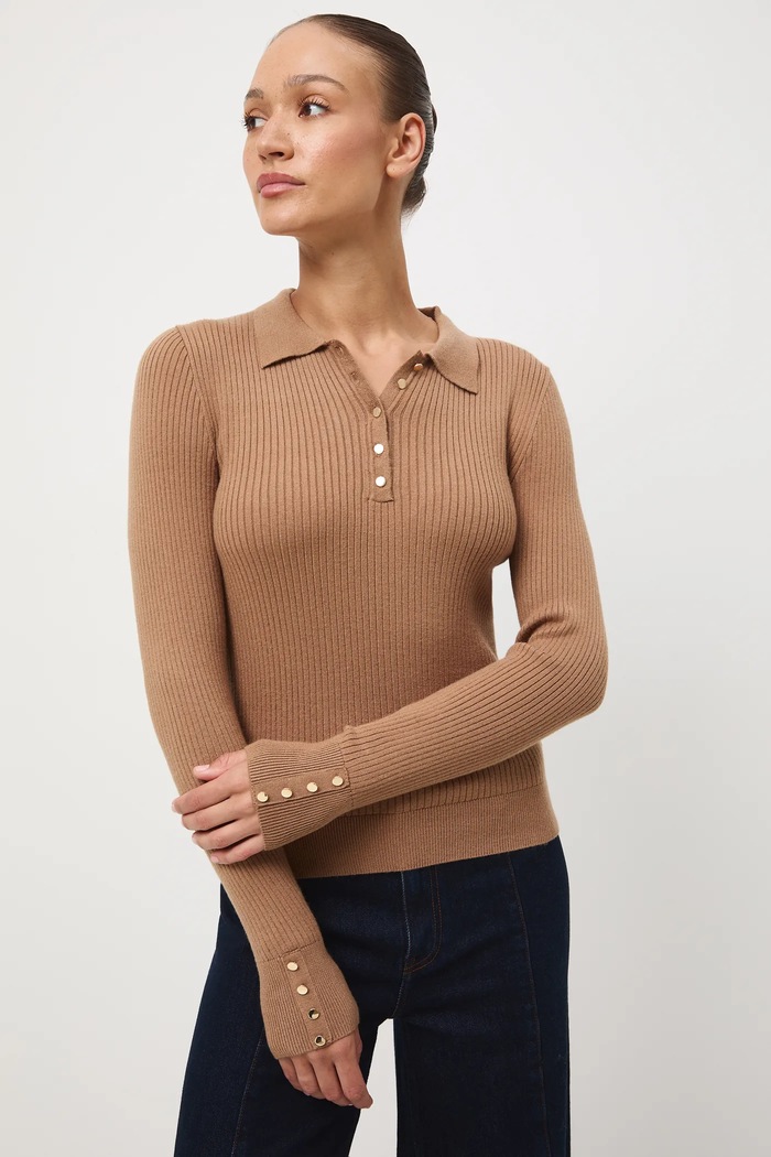 Sweter damski prążkowany pozostałe beżowy RW25-SWD065