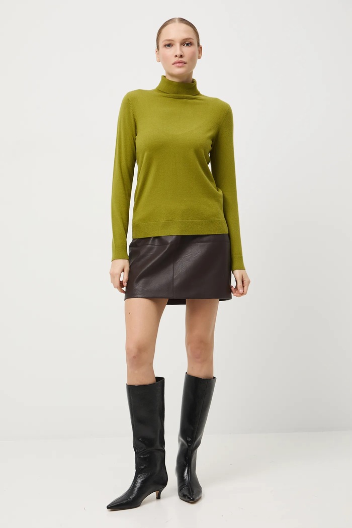 Sweter damski gładki z wiskozą RW25-SWD071 zielony RW25