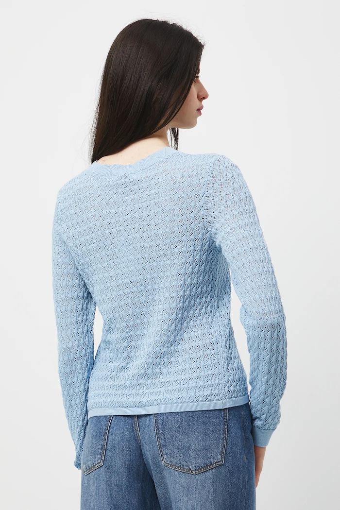 Odzież Sweter bawełniany damski ażurowy RW25-SWD304 niebieski