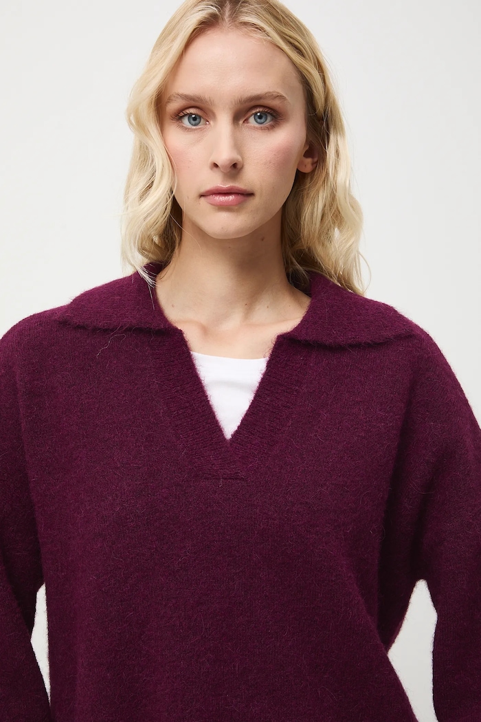 Pulover z volno alpake Medicine RW25-SWD700 bordo