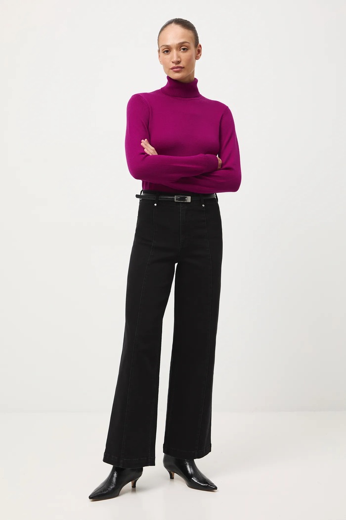 Sweter z wełny merino gładki RW25-SWD810 różowy RW25