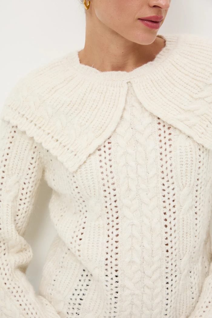 Sweter damski ażurowy RW25-SWD822 beżowy
