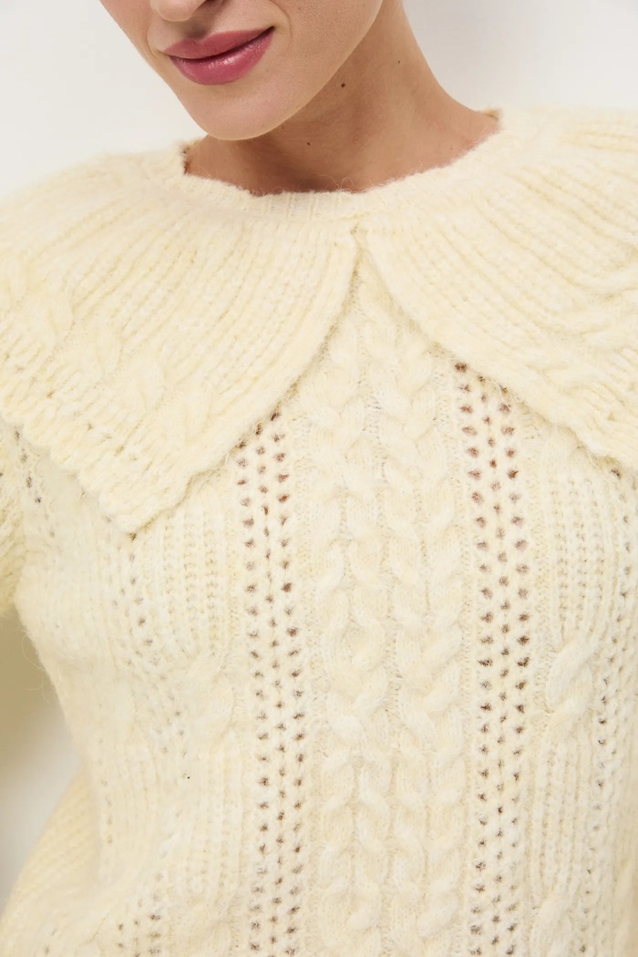 Sweter damski ażurowy RW25-SWD822 żółty