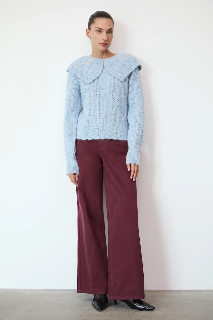 Sweter damski ażurowy RW25-SWD822 niebieski RW25