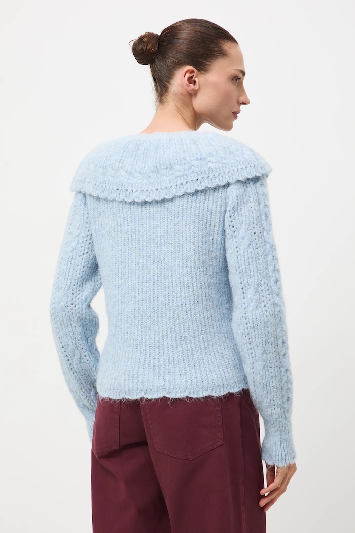 Odzież Sweter damski ażurowy RW25-SWD822 niebieski