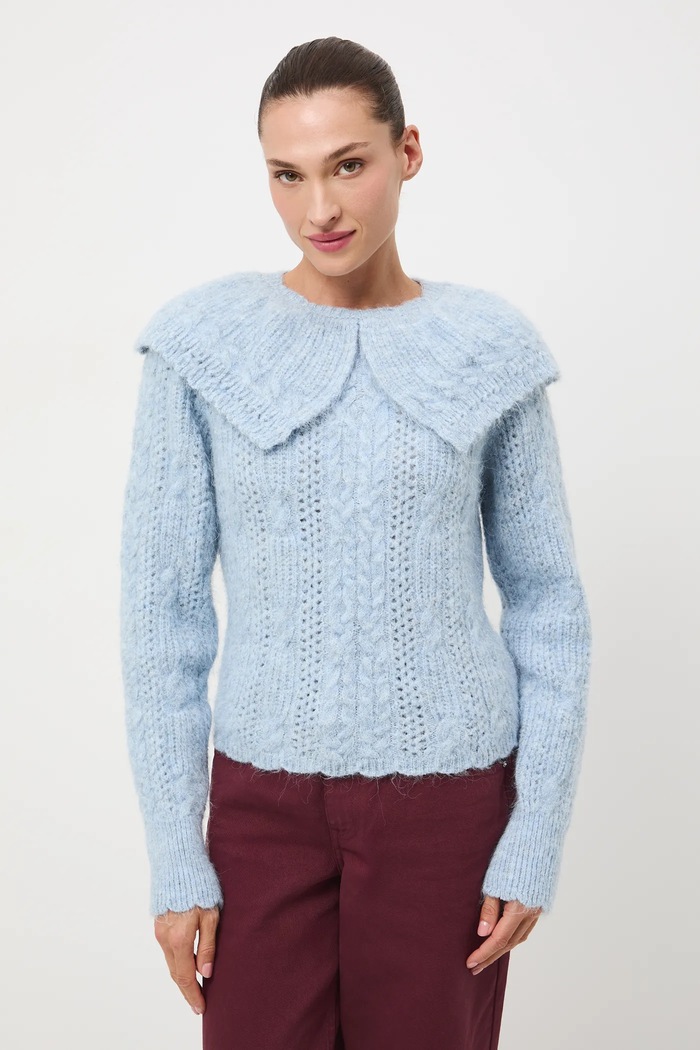 Sweter damski ażurowy niebieski RW25-SWD822