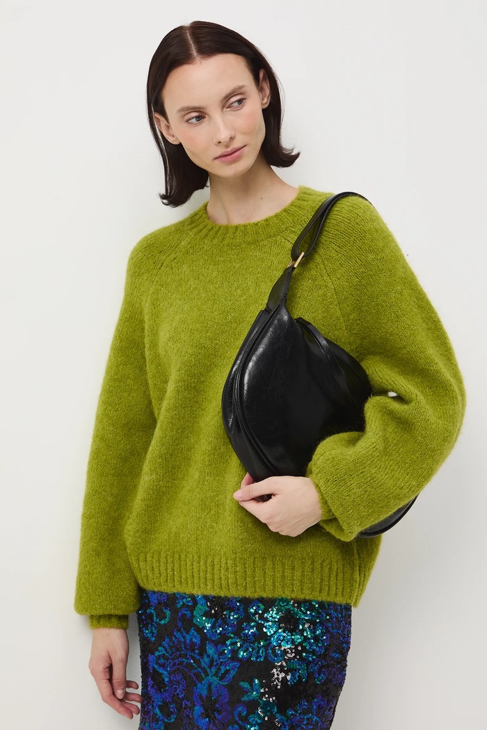 Sweter z wełną alpaki gładki RW25-SWD906 zielony RW25