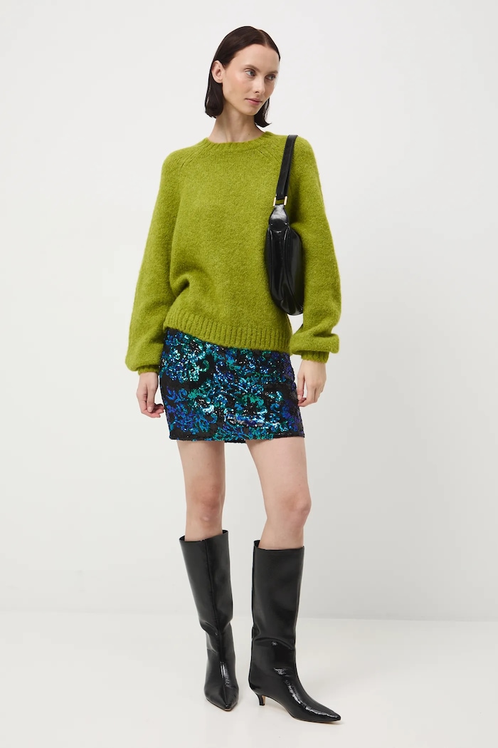 Sweter z wełną alpaki gładki gładkie zielony RW25-SWD906