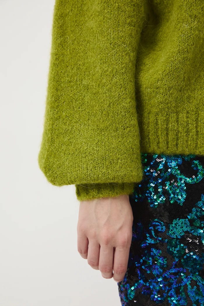 Sweter z wełną alpaki gładki RW25-SWD906 zielony