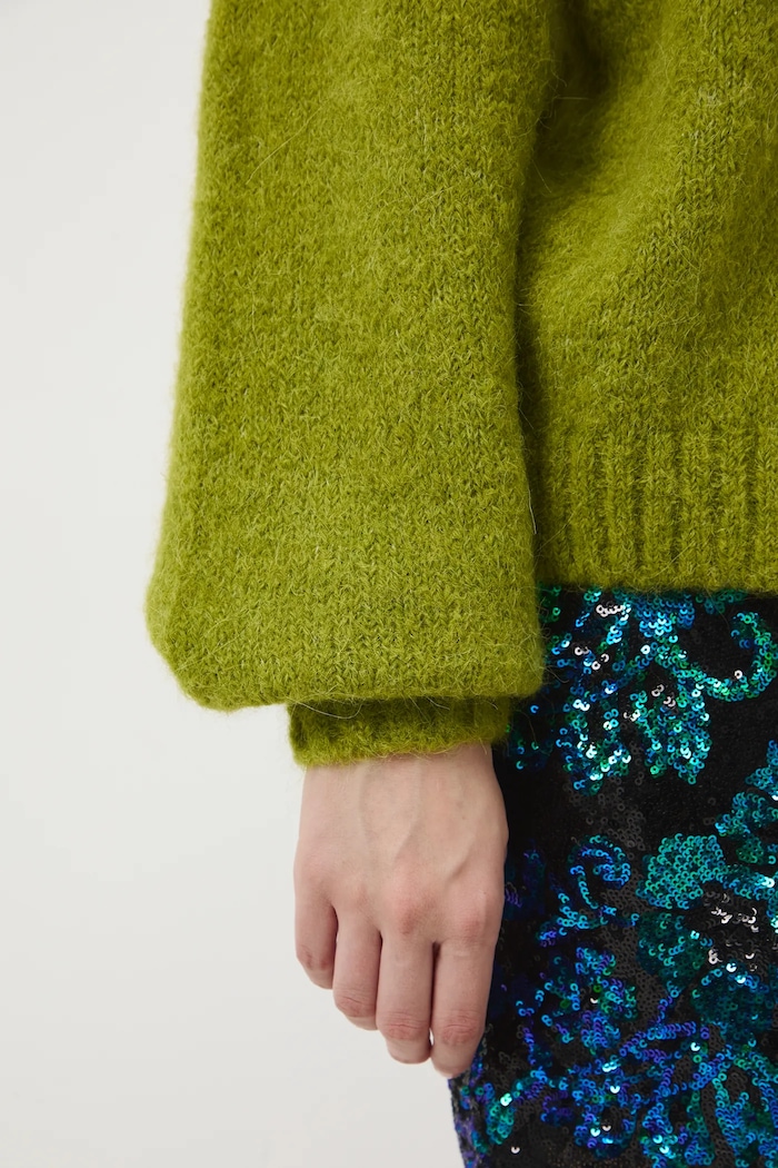 Sweter z wełną alpaki gładki RW25-SWD906 zielony